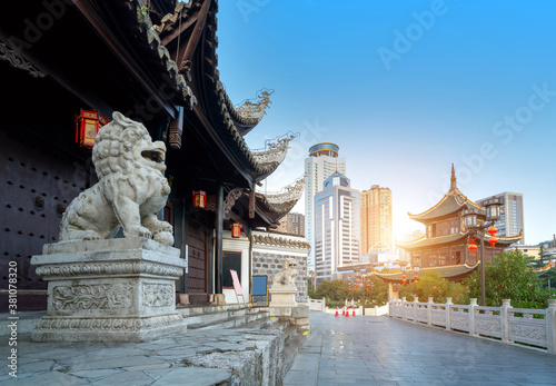 The famous Jiaxiu Tower and other ancient buildings, Guiyang, China. photo