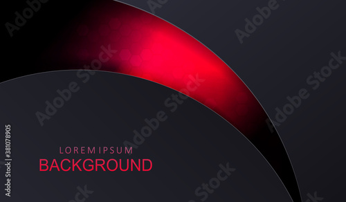 Abstract design with a gradient of red, dull mosaic, gray arcs