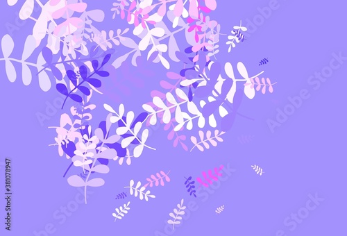 Light Pink  Blue vector abstract pattern with leaves.