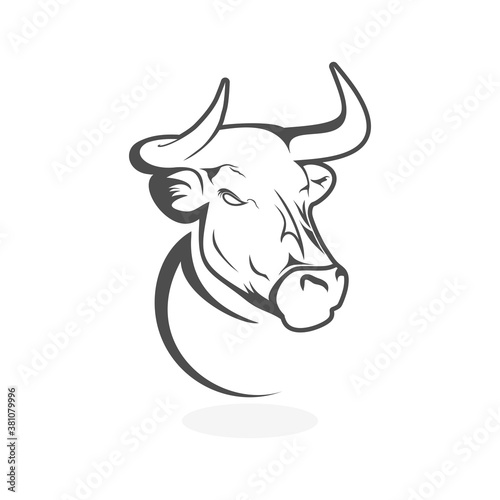 Elegance line art buffalo cow ox bull head logo design vector on white background