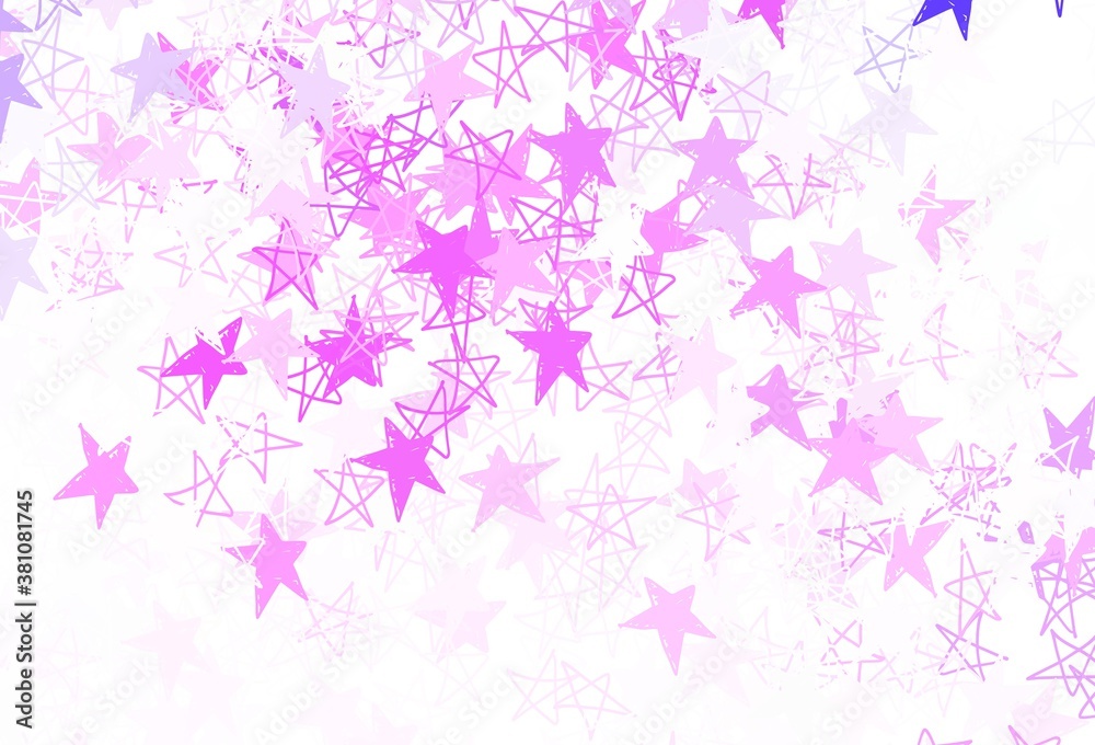 Light Purple, Pink vector pattern with christmas stars.