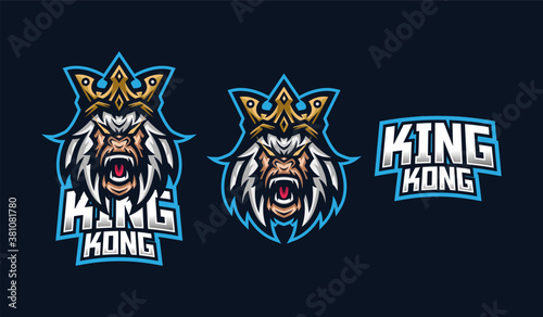 Kingkong esport gaming mascot logo template for streamer team. esport logo design with modern illustration concept style for badge, emblem and tshirt printing