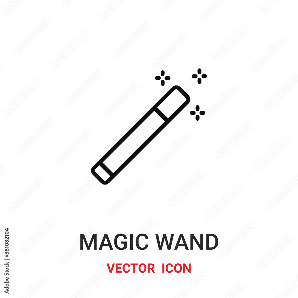 magic wand icon vector symbol. wand symbol icon vector for your design. Modern outline icon for your website and mobile app design. magic wand icon vector symbol. wand symbol icon vector for your design. Modern outline icon for your website and mobile app design.