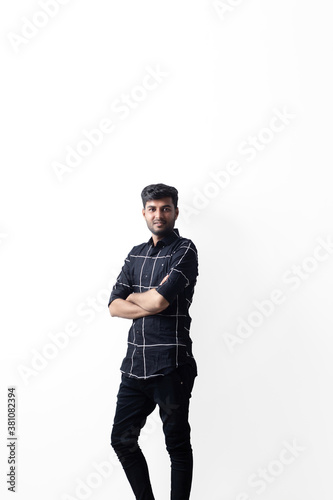 An Indian man portrait  in a black shirt 
