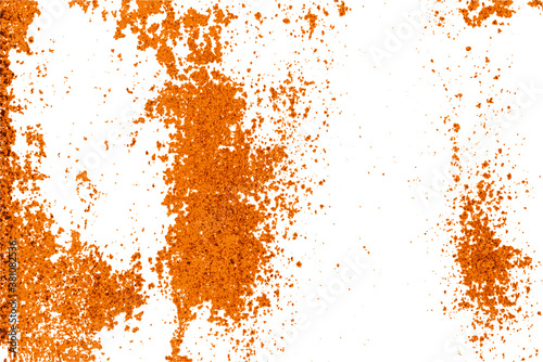 Colorful rusty metal overlay for design. Attrition. Corrosion. Oxidation. Isolated brawn-orange stains on damaged painted metal surface. Vector EPS10.