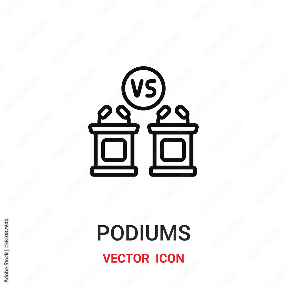 podiums icon vector symbol. tribune symbol icon vector for your design. Modern outline icon for your website and mobile app design. podiums icon vector symbol. tribune symbol icon vector for your design. Modern outline icon for your website and mobile app design.