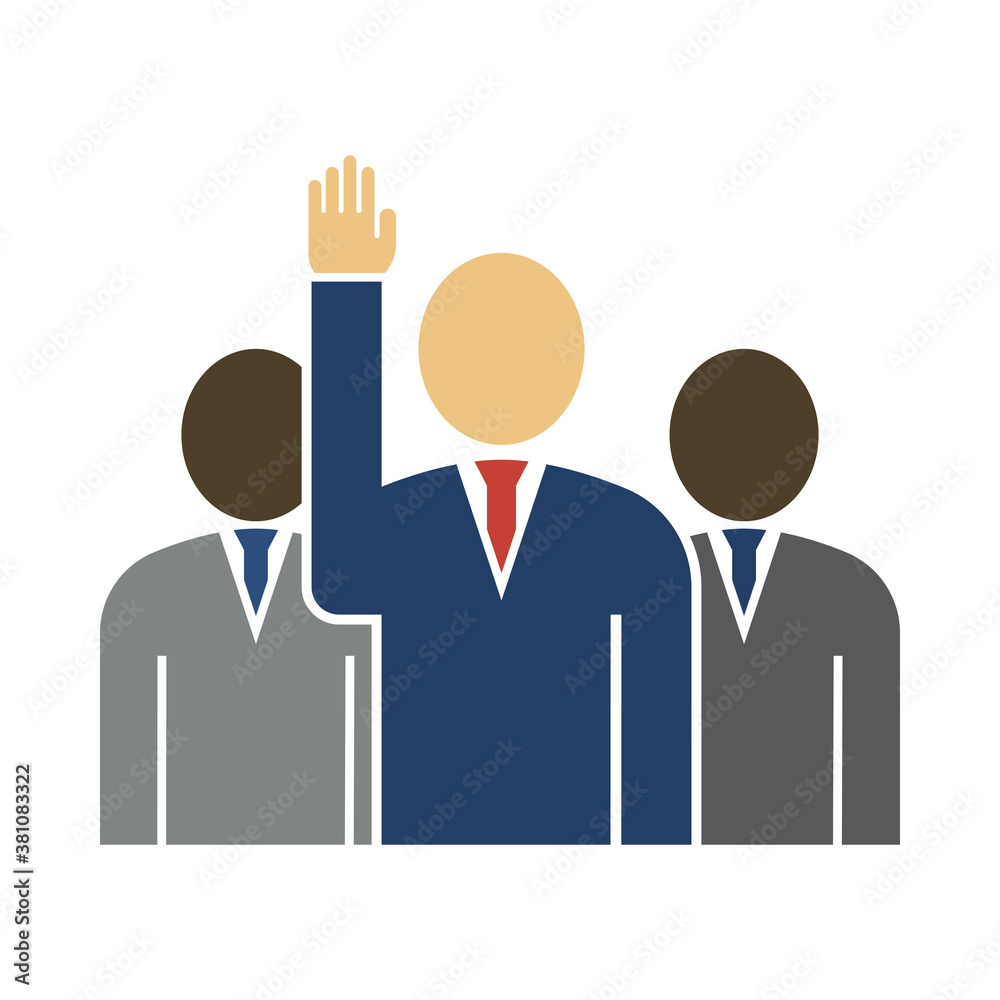 Voting Man With Men Behind Icon Voting Man With Men Behind Icon