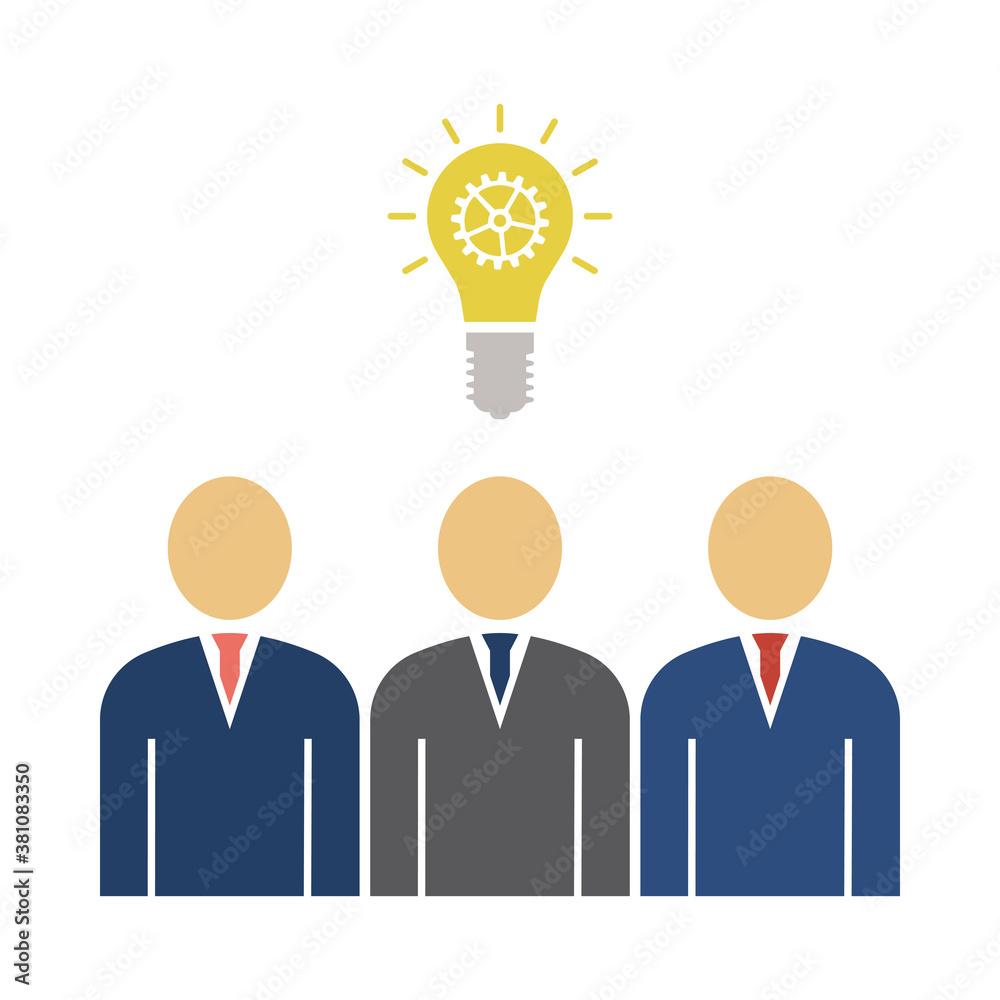 Corporate Team Finding New Idea Icon Corporate Team Finding New Idea Icon