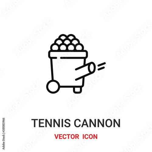 tennis cannon icon vector symbol. tennis balls symbol icon vector for your design. Modern outline icon for your website and mobile app design.
