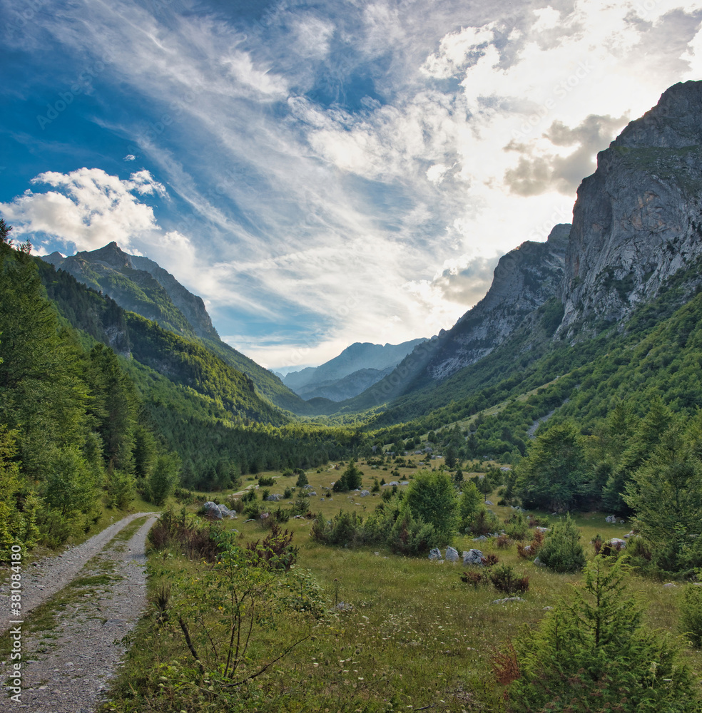 Panorama of the Ropojana valley in the Prokletije National Park.