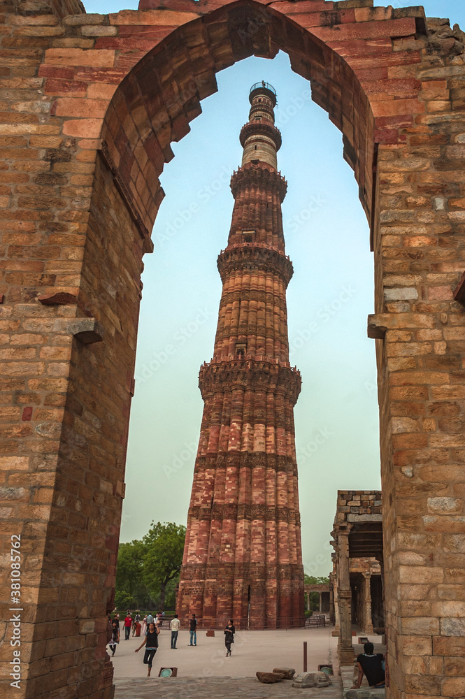 The Qutub Minar, a UNESCO World Heritage Site in the Mehrauli area of New Delhi, India.