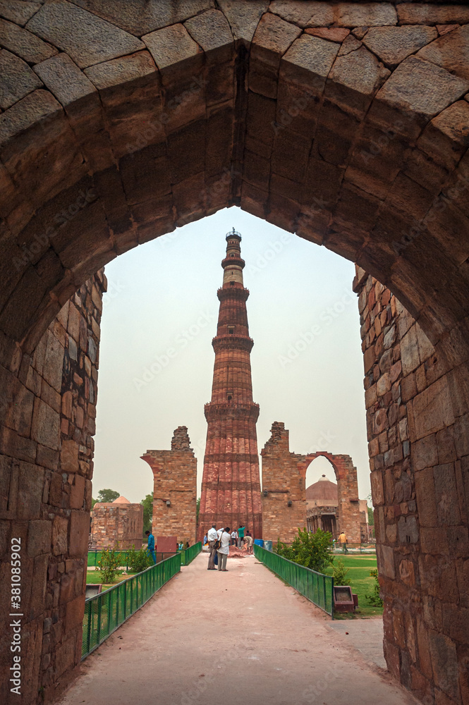 The Qutub Minar, a UNESCO World Heritage Site in the Mehrauli area of New Delhi, India.
