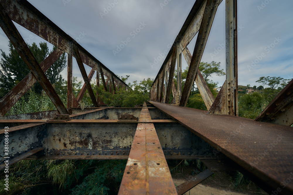 Old rusty train bridge