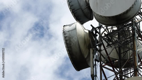 4K Footage of Telecommunication tower with moving clouds