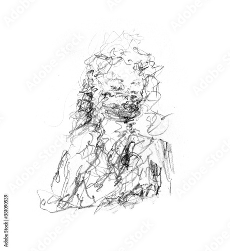 Sketch of a girl in a mask. Hand drawn illustration. Social distancing