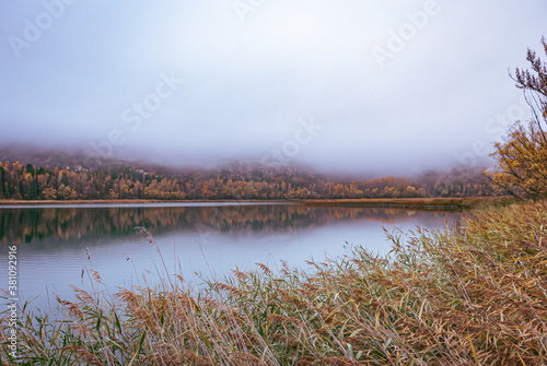 Landscape of the U  a lagoons  Cuenca province in Autumn. Spain.