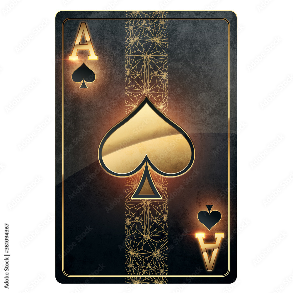 Black gold playing card for poker ace heart isolated on white background.  Design template. Casino concept, gambling, header for the site. Copy space,  3D illustration, 3D render. Stock Illustration | Adobe Stock