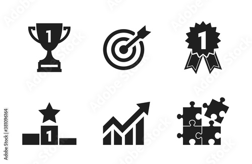 achievement and success icon set. award, first place, victory and winner symbols. web design and infographic elements