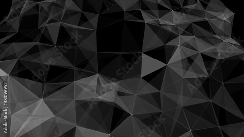 White and grey polygonal geometric background, triangle texture. Connecting dots and lines in triangle polygonal structure. Illustration for branding, science,graphic design. 3d rendering.