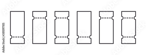 Linear coupons mockup. linear coupons set on white background. Concept Vector illustration