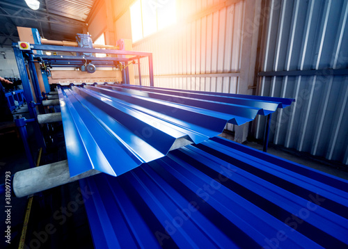 Metal sheet forming machine at the modern metalwork factory.