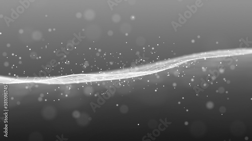 Abstract Molecural background. Particles wave. Science background. Space abstract. Futuristic point wave. 3D abstract digital wave particles. Landscape background . 3d rendering.