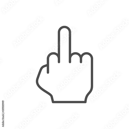 Middle finger line outline icon