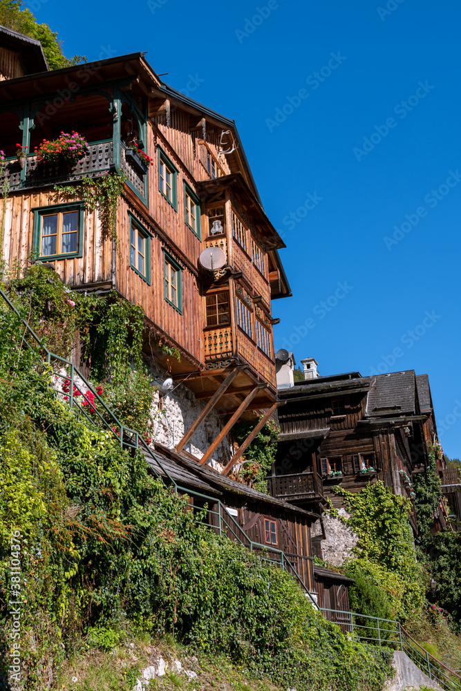 Old wooden houses in Hallstatt