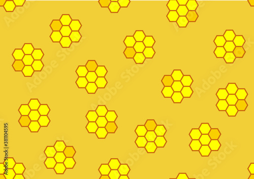 Honeycomb yellow composition background. Vector illustration of geometric texture. Seamless hexagons pattern.