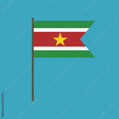 Suriname flag icon in flat design. Independence day or National day holiday concept.