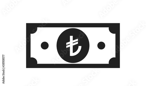 turkish lira banknote icon. vector money symbol. financial design element