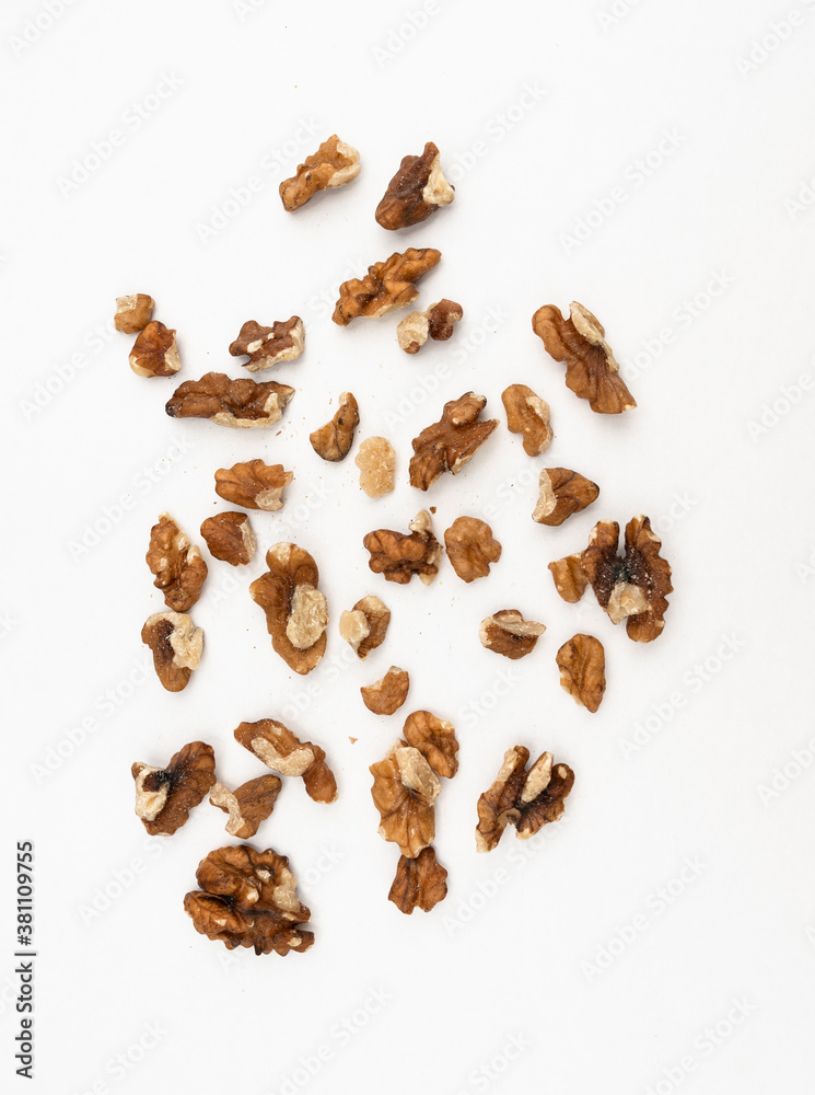 Obraz premium Peeled Walnuts on white background