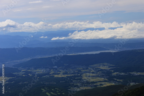 初秋の八ヶ岳連峰 天狗岳から諏訪湖を望む