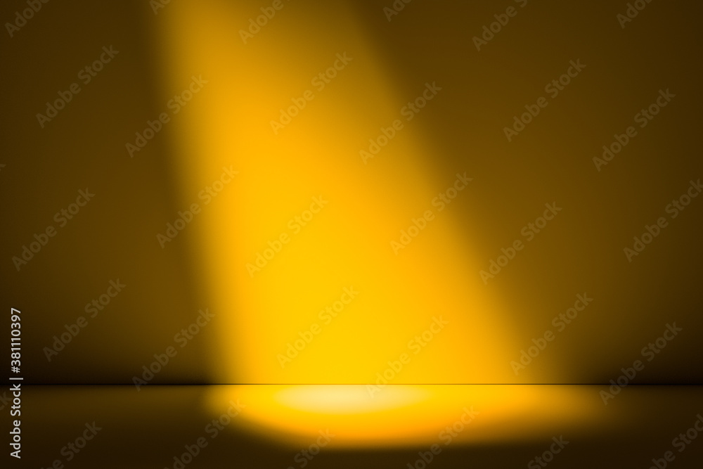 Fotografie Searchlight Illuminating Yellow Wall And Floor