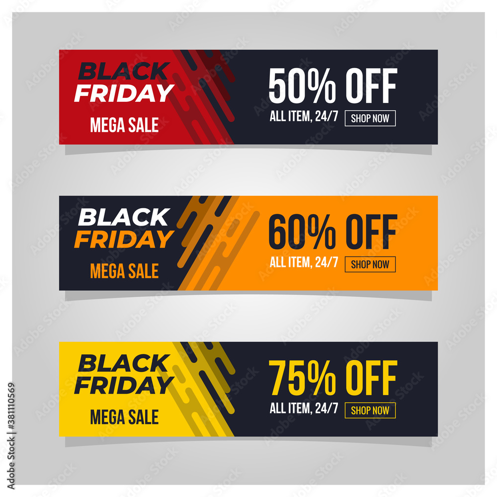 Black Friday Sale flyers set for business, commerce, promotion and advertising. Vector illustration. Black Friday Sale flyers set for business, commerce, promotion and advertising. Vector illustration.