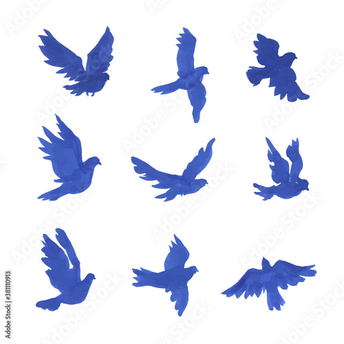 Set of birds silhouettes