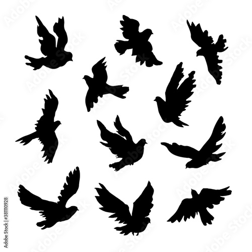 Set of birds silhouettes