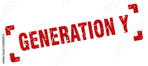 generation y stamp. square grunge sign isolated on white background