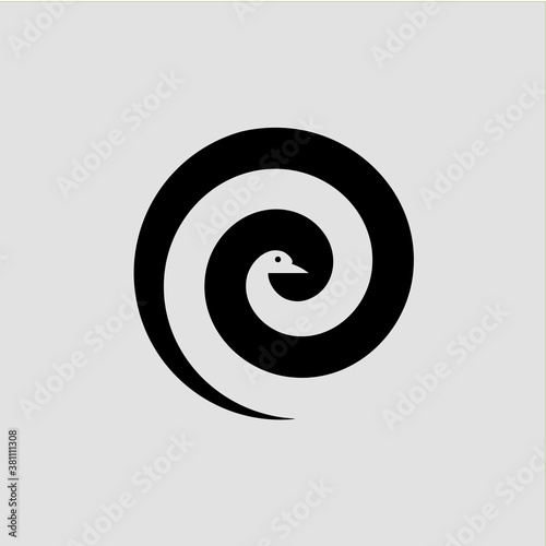 black and white bird swirl icon logo