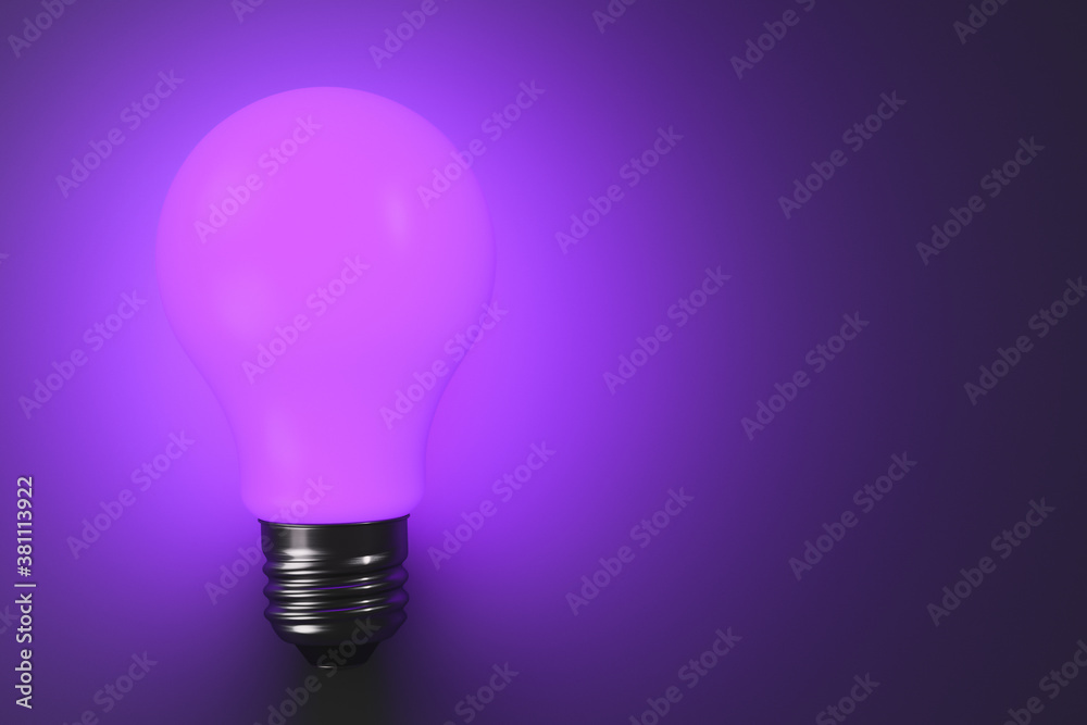 The UV lamp is on. Copy space. The UV lamp is on. Copy space.