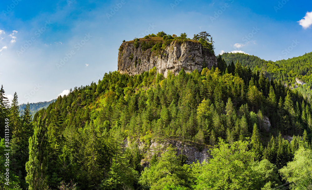 Distance view on the Ravna stena (Flat rock) of mountain Tara in Serbia