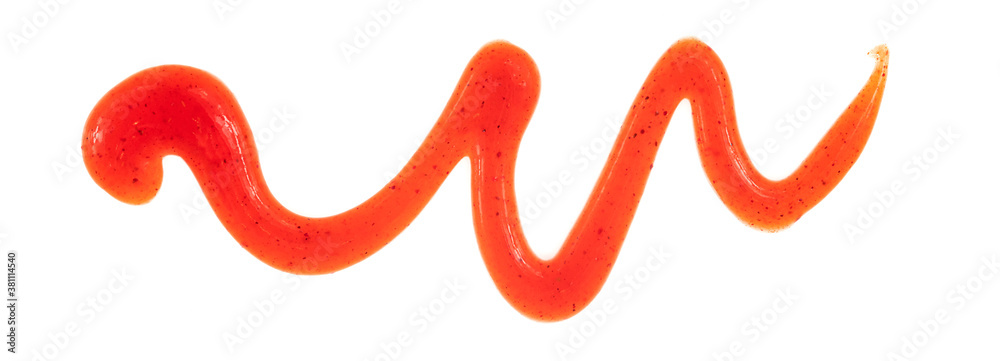 Tomato ketchup sauce isolated on a white background. Spots and stripes ketchup texture Tomato ketchup sauce isolated on a white background. Spots and stripes ketchup texture