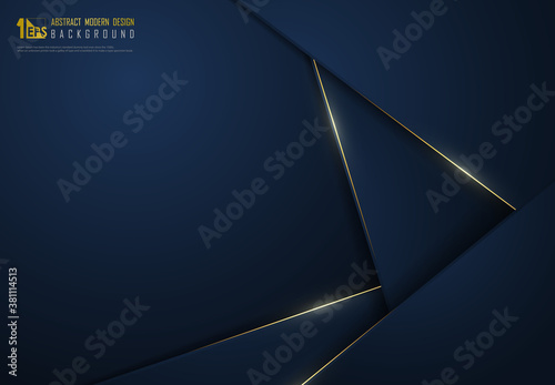 Abstract premium gradient classic blue template overlap with gold glitters decoration background. illustration vector eps10