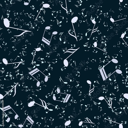 Light notes are scattered on a blue background.