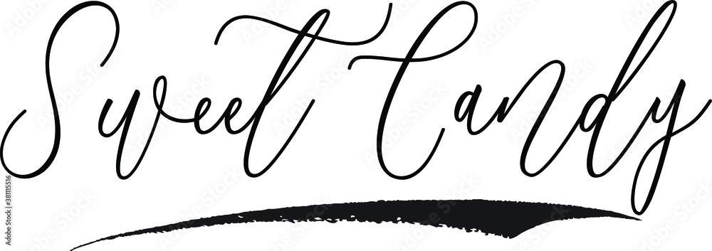 Obraz premium Sweet Candy Cursive Typography Black Color Text on White Background