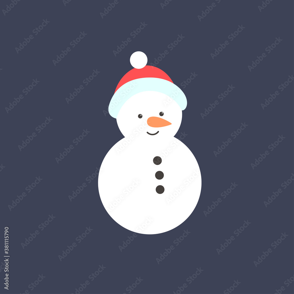 Snowman. Vector illustration of new year character