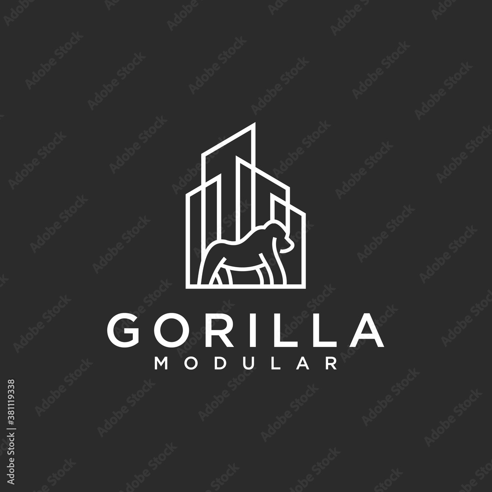 gorilla building logo. gorilla icon
