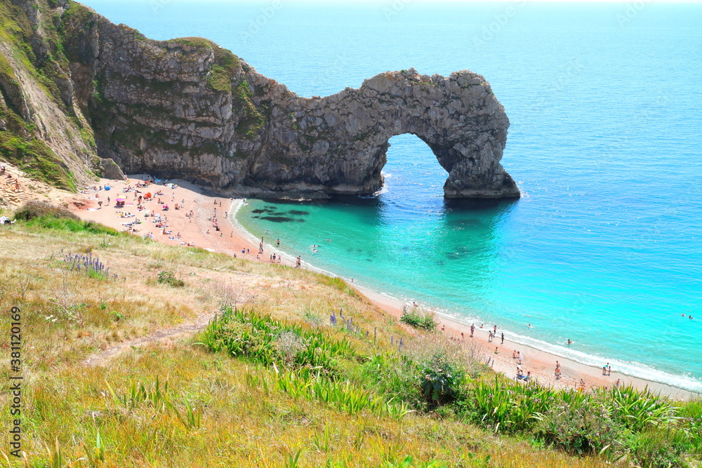 Durdle Door, Dorset on a sunny day