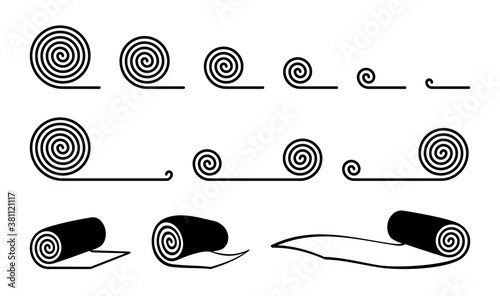 Rolled Carpet Icons Collection Isolated on White Background