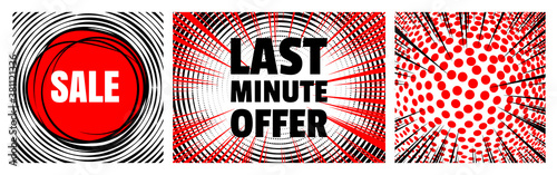 Last Minute Offer Text Promotion and Discount Icon in Round Frame